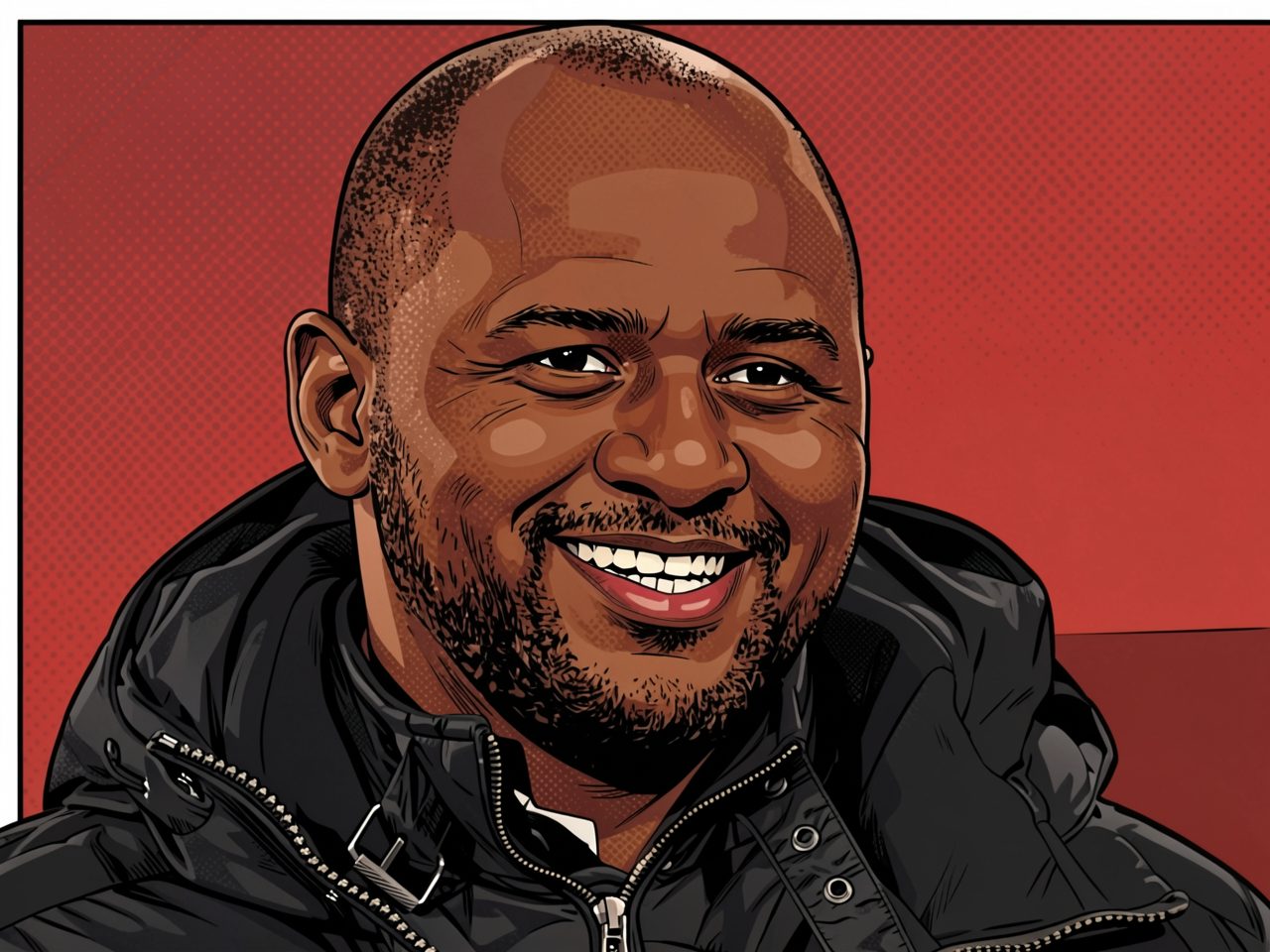 Portrait of a smiling Patrick Vieira in a black jacket