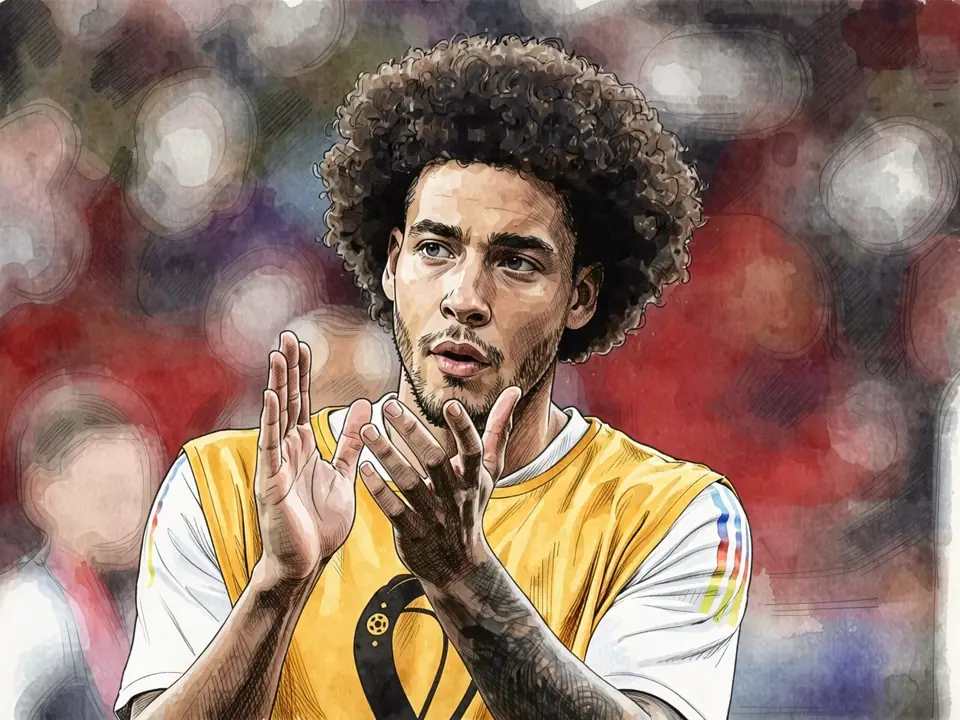 Axel Witsel in Belgium's yellow kit applauds fans after ending his international career