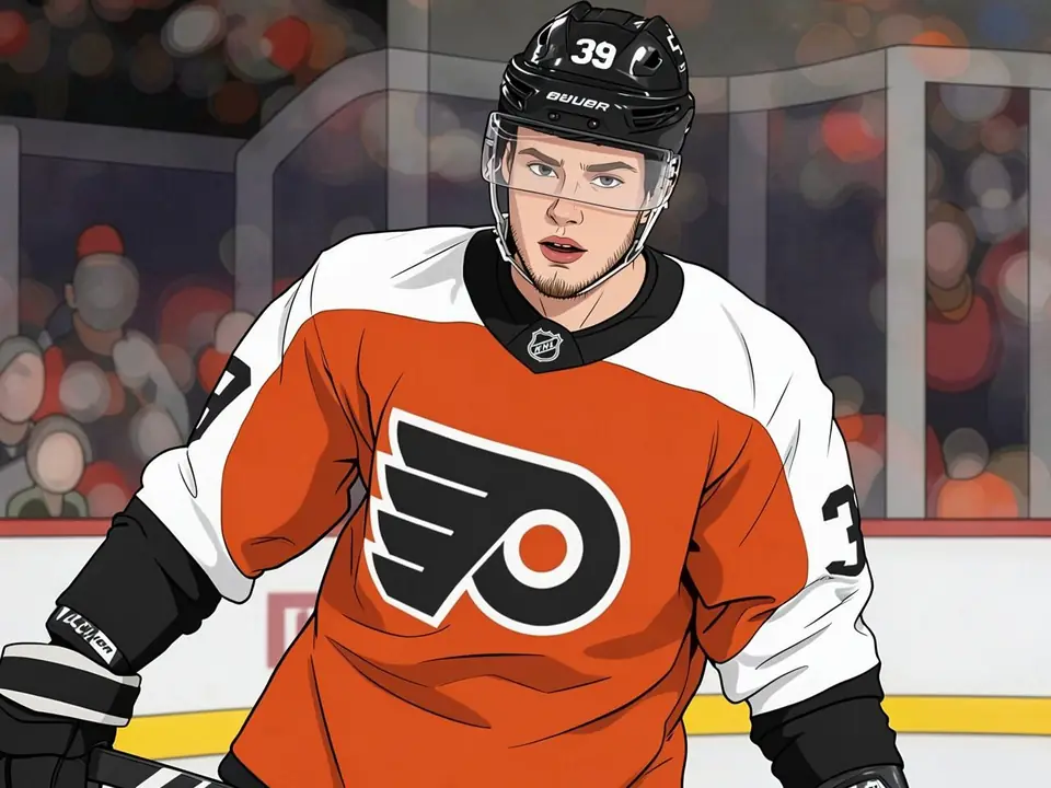 Мичков в оранжевой форме «Филадельфии» на арене