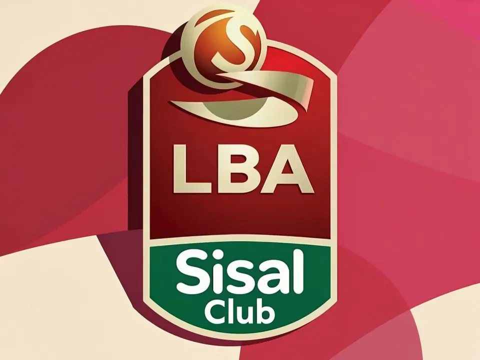 LBA Sisal Club basketball tournament logo on a background of red and pink abstract shapes