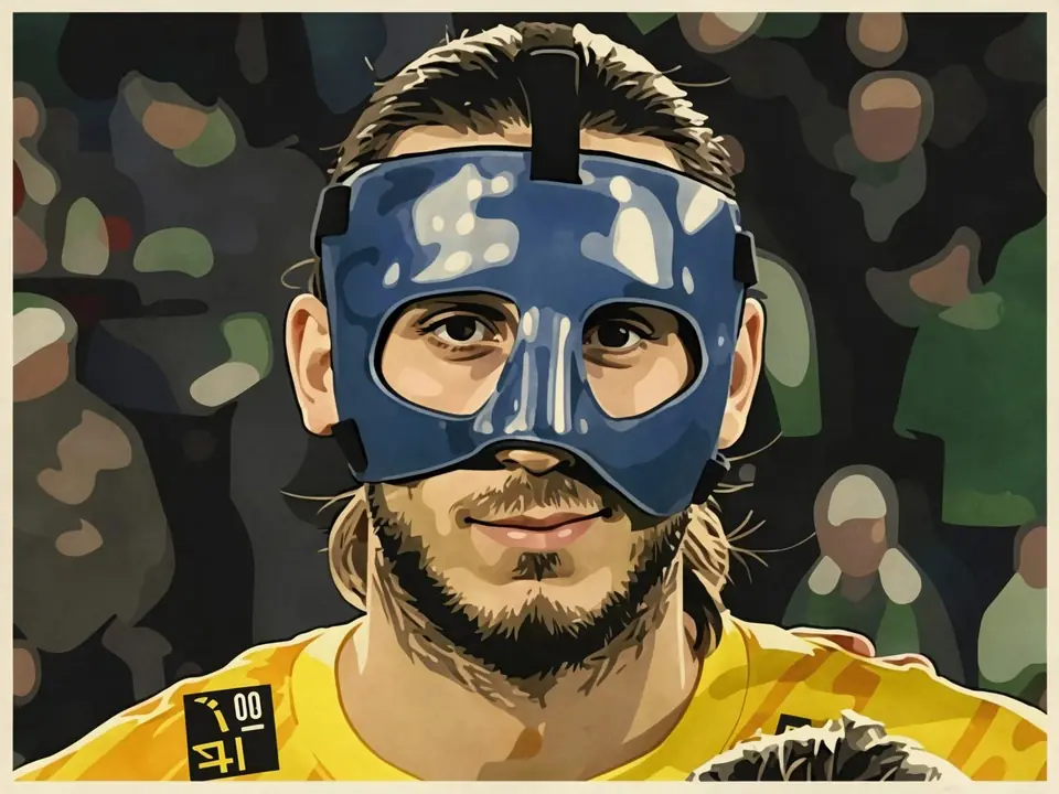 Juventus-Torwart Kamil Grabara in gelbem Trikot und blauer Maske nach Knieverletzung
