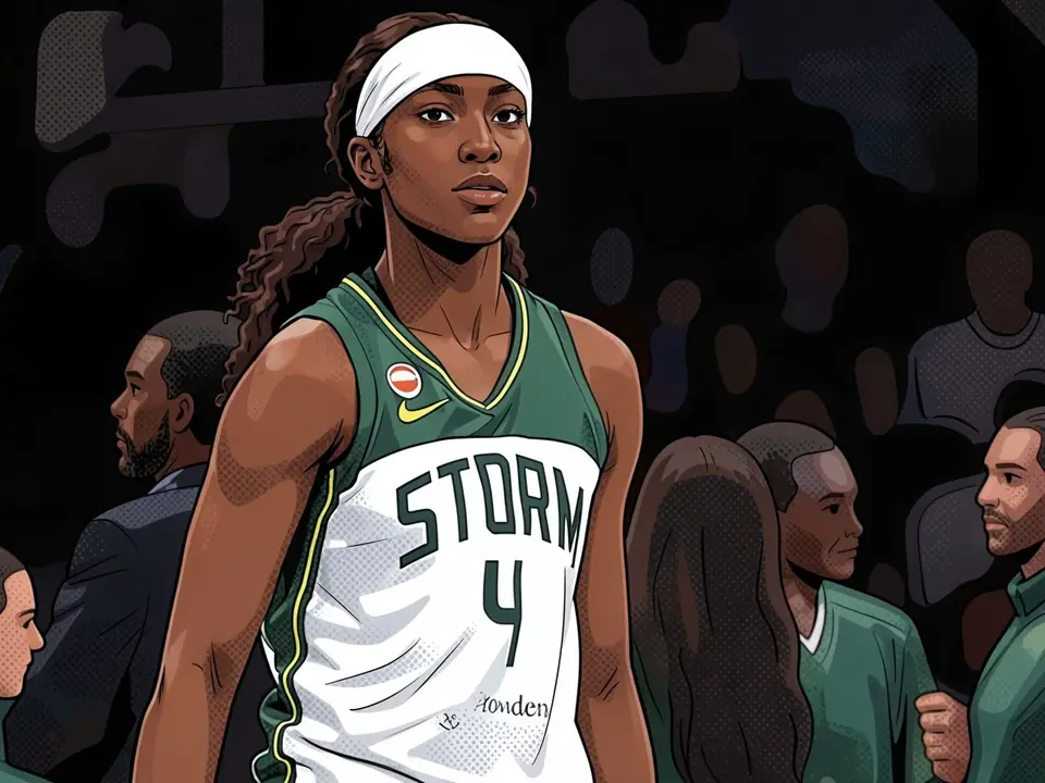 Floyd Jones in Seattle Storm jersey number 4 during the game