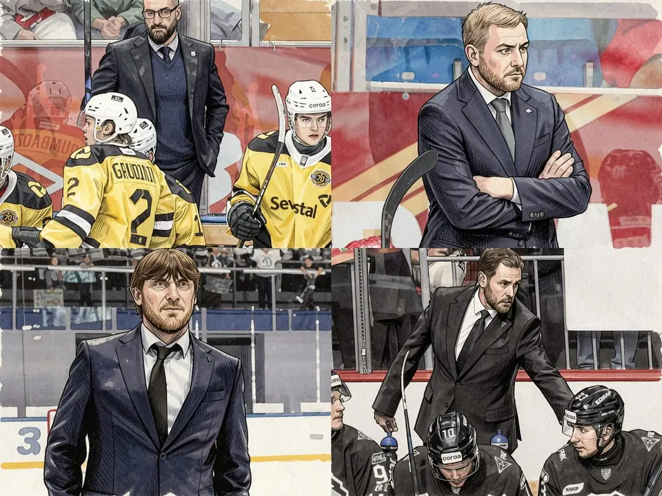 Kevin Hayes in a suit beside Ak Bars players in yellow and black kits