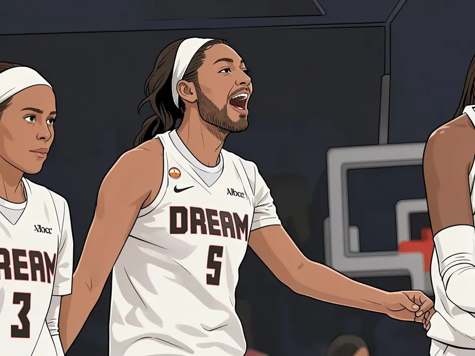 Angel Reese celebrates with Canada after Atlanta Dream's win over New York