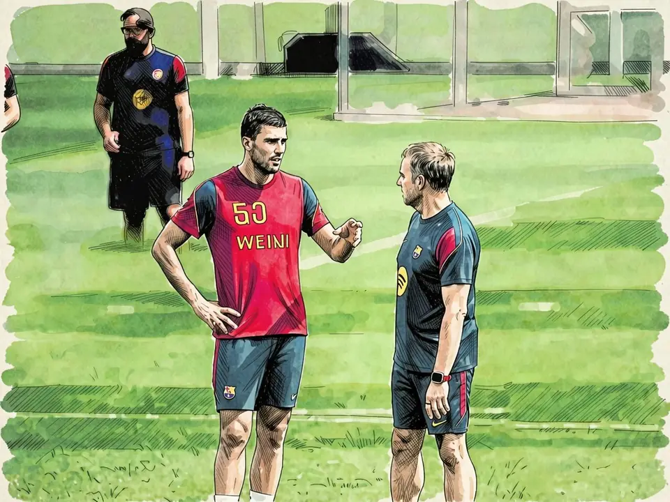 Hansi Flick und Rodri beim FC Barcelona Training