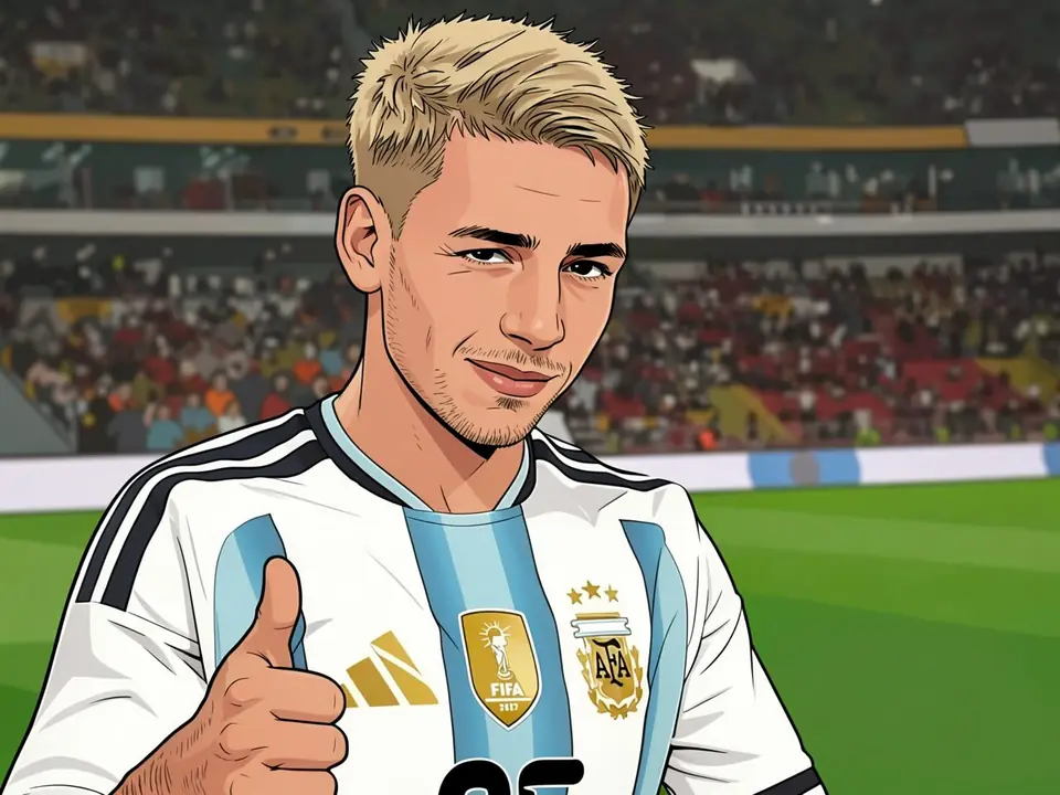 Thiago Almada in der argentinischen Nationalmannschaft zeigt den Daumen hoch