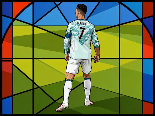 Cristiano Ronaldo in der portugiesischen Trikot läuft vom Betrachter weg
