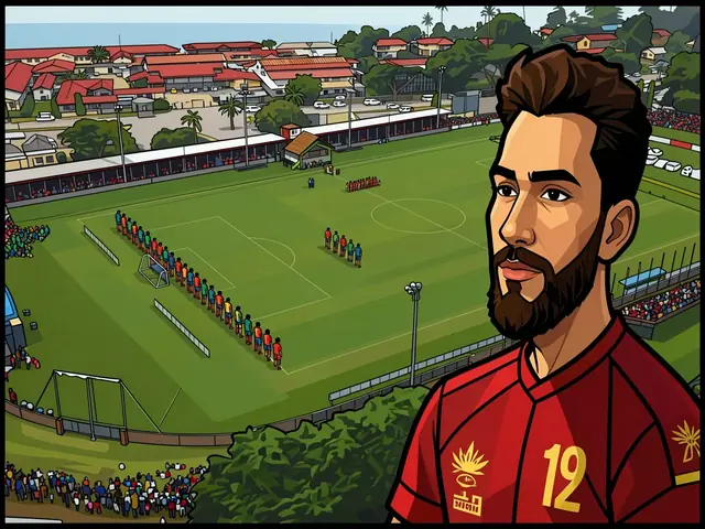Luftaufnahme des TFL National Stadium vor dem Freundschaftsspiel zwischen den Salomonen und Vanuatu
