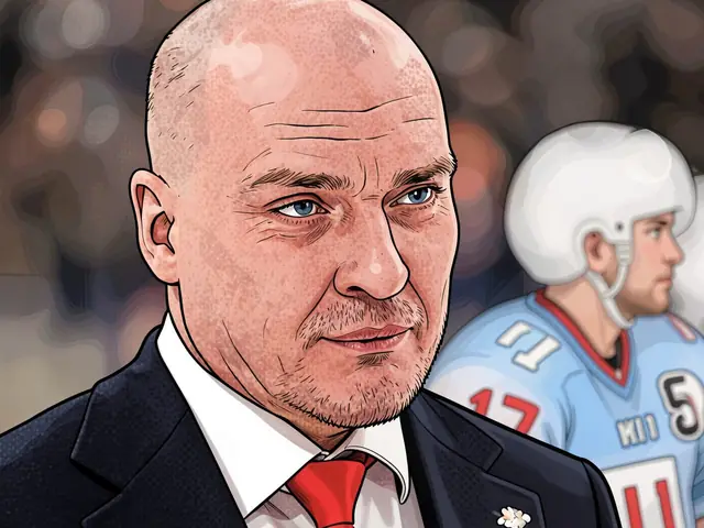 Metallurg coach Andrei Razin in a suit and red tie.