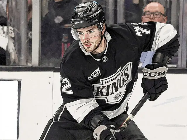 Hockeyspieler in Los Angeles Kings Trikot auf dem Eis