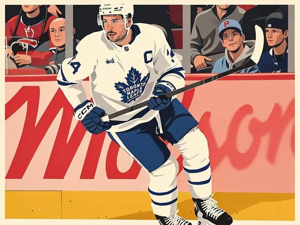Matthews in der Uniform der Toronto Maple Leafs auf dem Eis