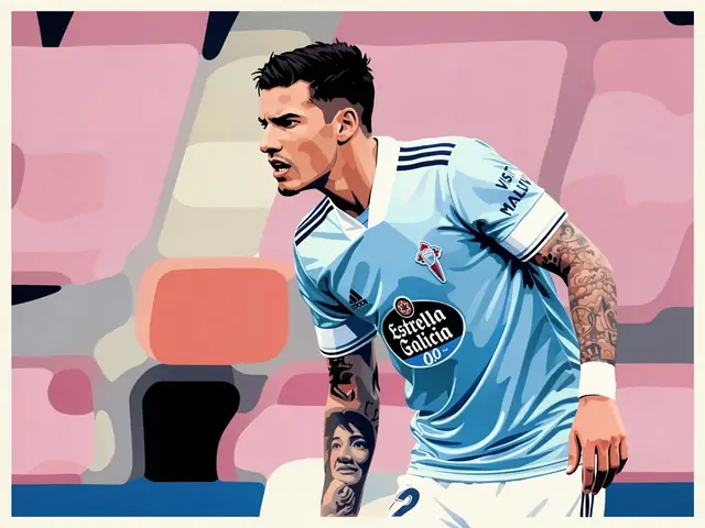Santi Mina in hellblauer Celta-Vigo-Trikot auf dem Platz
