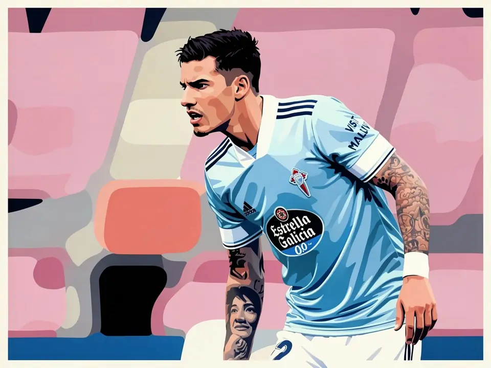 Santi Mina in hellblauer Celta-Vigo-Trikot auf dem Platz