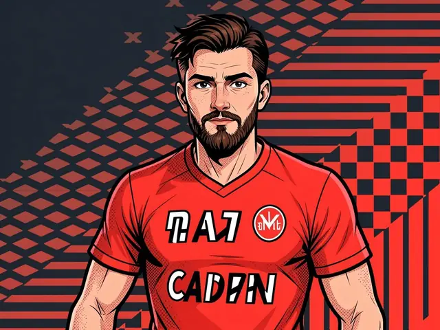 Игрок «Сибири» в красной форме с надписью «CADIN» на груди, смотрит прямо в камеру