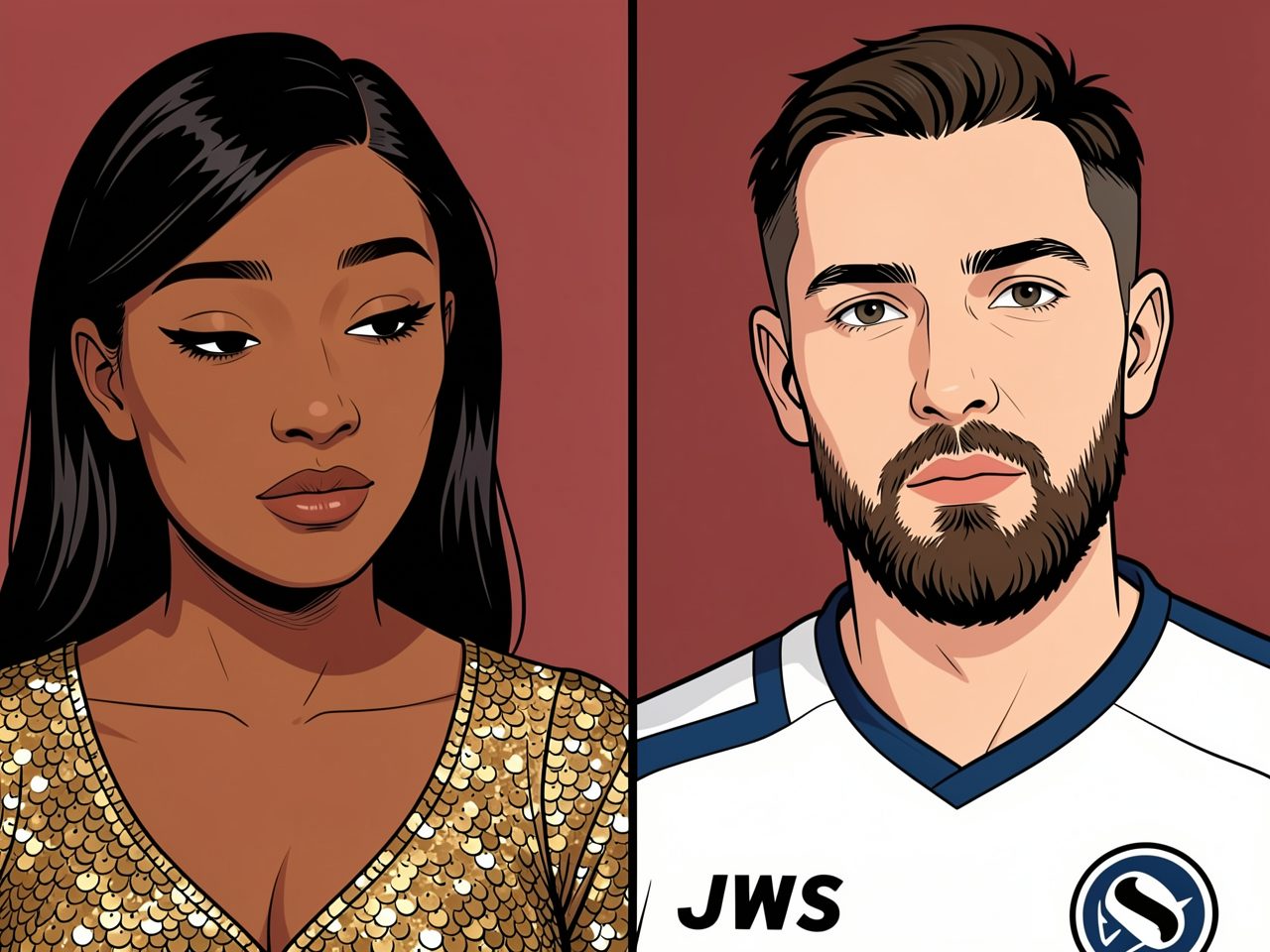 Split portrait: Megan Thee Stallion and Klay Thompson