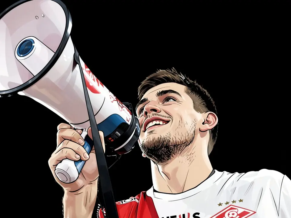 Verteidiger Khlushevich im Spartak-Trikot mit Megaphon