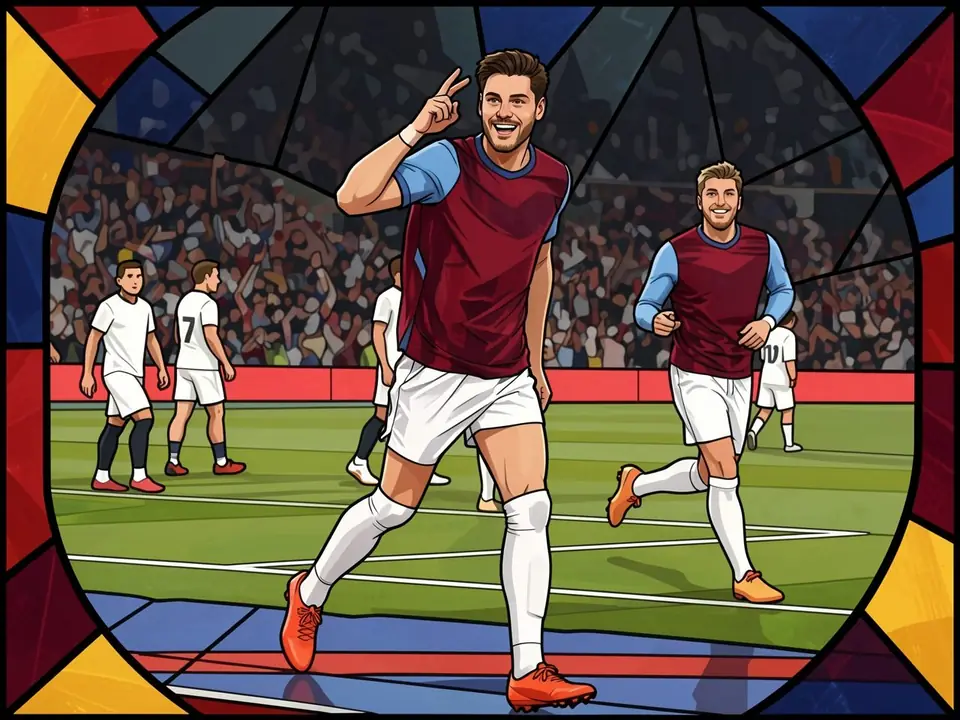 West Ham players in claret shirts celebrate victory over Wrexham at London Stadium