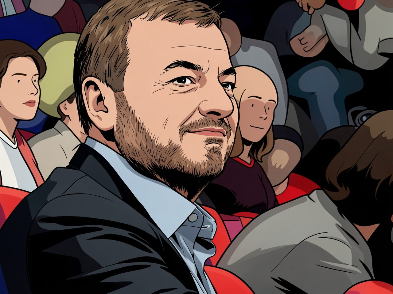 Portrait of a man in a suit at a stadium