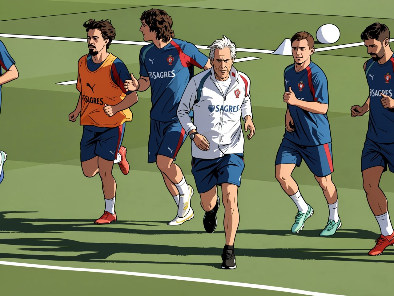 Portugal coach Fernando Santos and players during a training session ahead of the Norway match