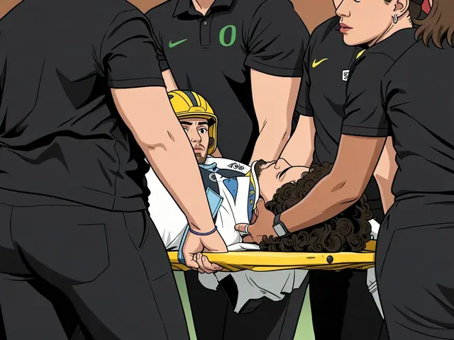 Oregon quarterback Dante Moore carried off on a stretcher after a concussion