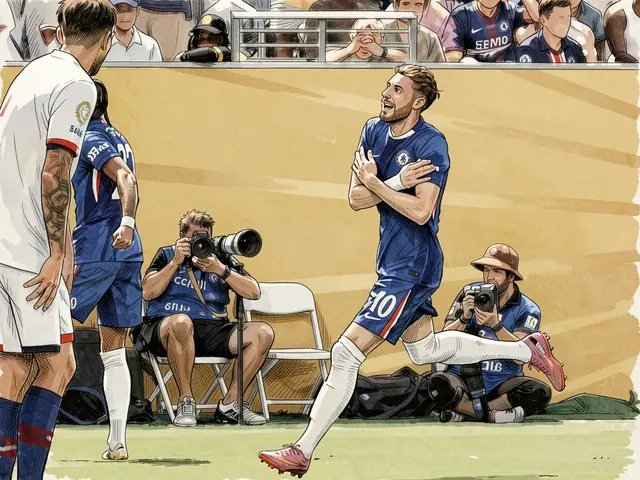 Chelsea player in blue kit celebrates a goal on the pitch