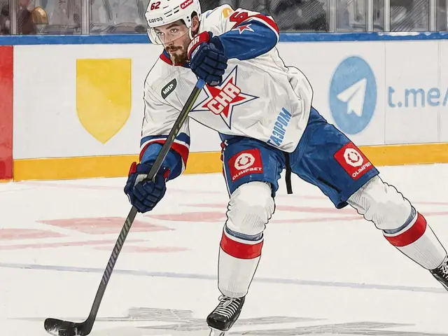 Eishockeyspieler in weißer Trikotnummer 62 auf dem Eis