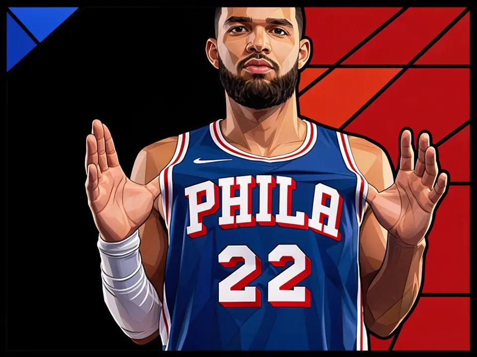 Center Johnny Broom in einem blauen Philadelphia-Trikot mit PHILA und Nummer 22.