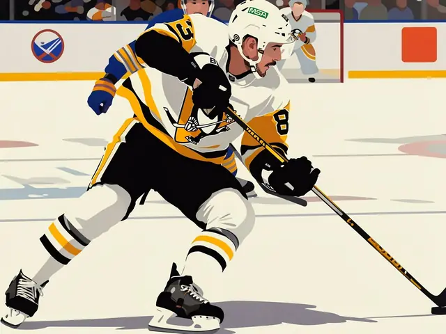 Matt Nieto in a Pittsburgh Penguins jersey skating with the puck during a game