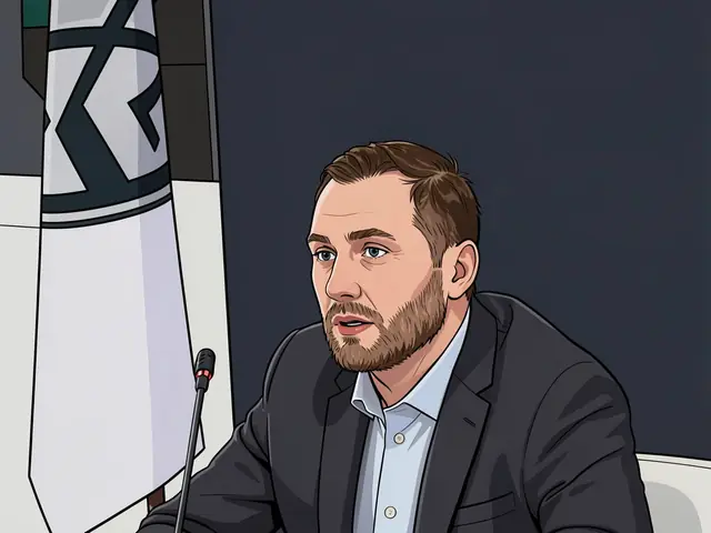 KHL President Alexei Morozov speaks at a press conference about the idea of penalty shootouts before matches.