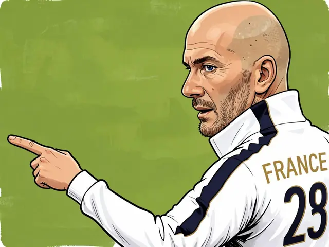 France coach in profile on the pitch