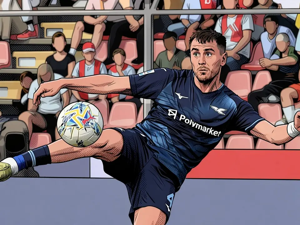 Diogo Leite in Lazio kit striking the ball during a match