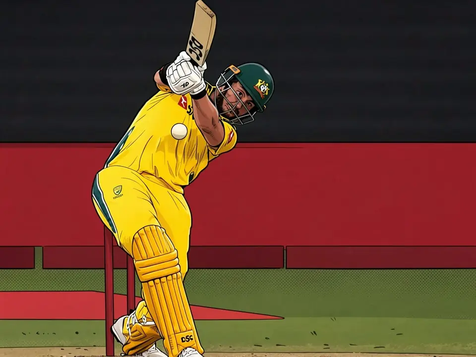 David Miller in gelber australischer Trikot spielt einen Schlag beim Pink-Day-ODI