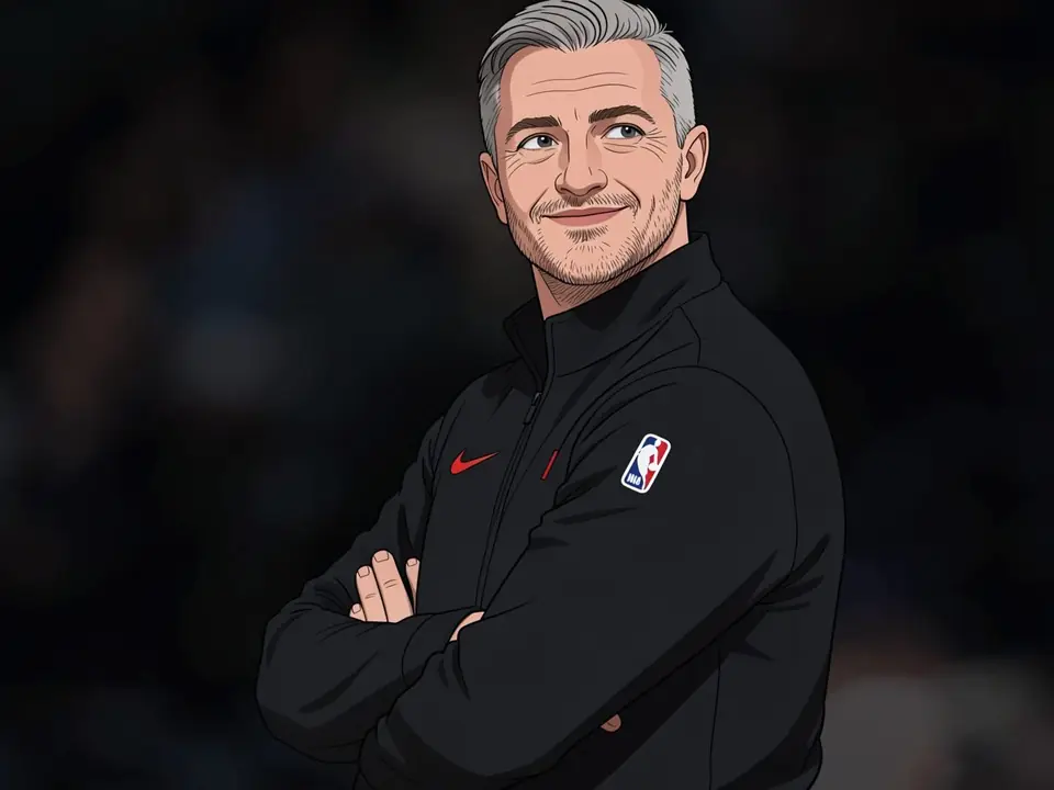 Toronto-Trainer Darko Rajaković in einer schwarzen Jacke mit NBA-Logo am Ärmel.