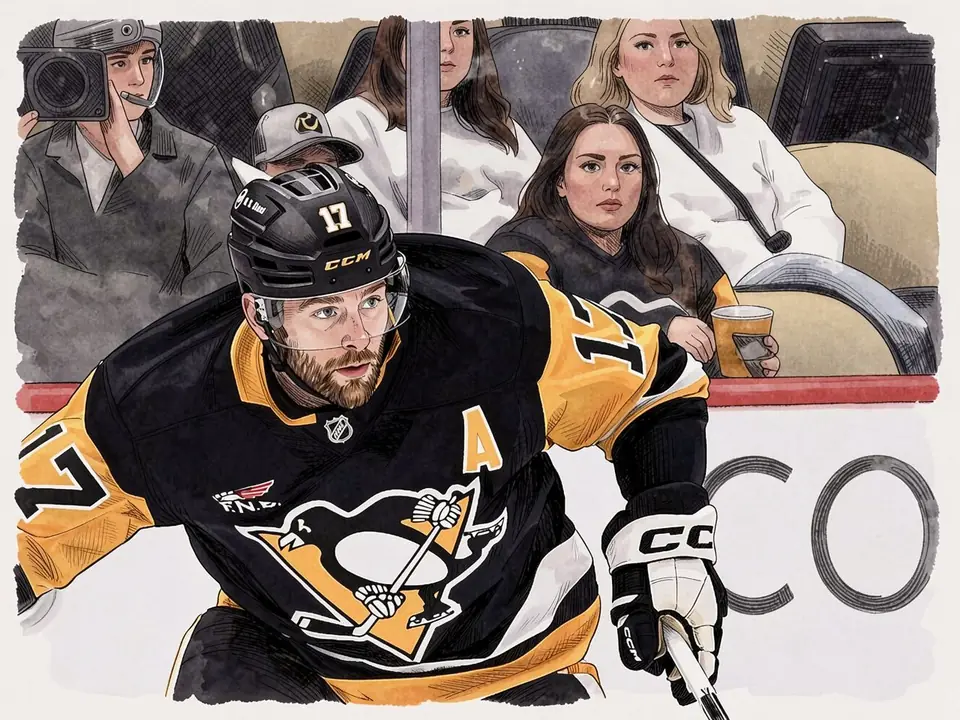 Pittsburgh Penguins player in black and yellow jersey with letter 'A' on ice.