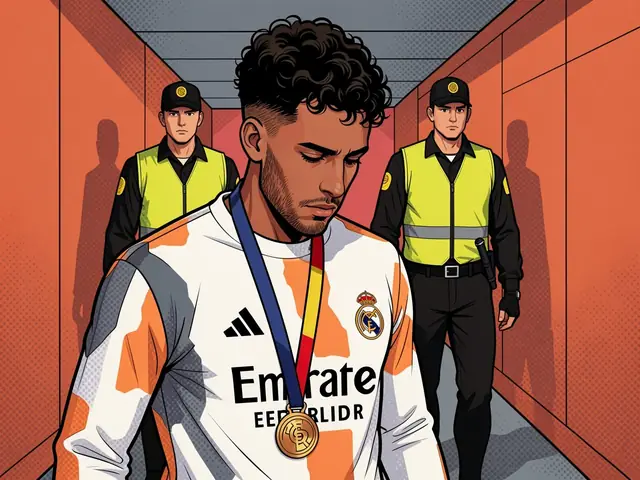 Real-Madrid-Spieler Rodrigo läuft mit einer Medaille durch einen Stadiontunnel nach seiner Knieverletzung.