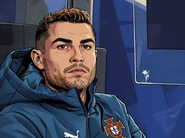Cristiano Ronaldo on the bench for Portugal before the match against Norway
