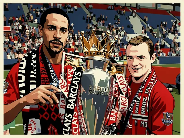 Ferdinand und Rooney mit dem Premier-League-Pokal im Stadion
