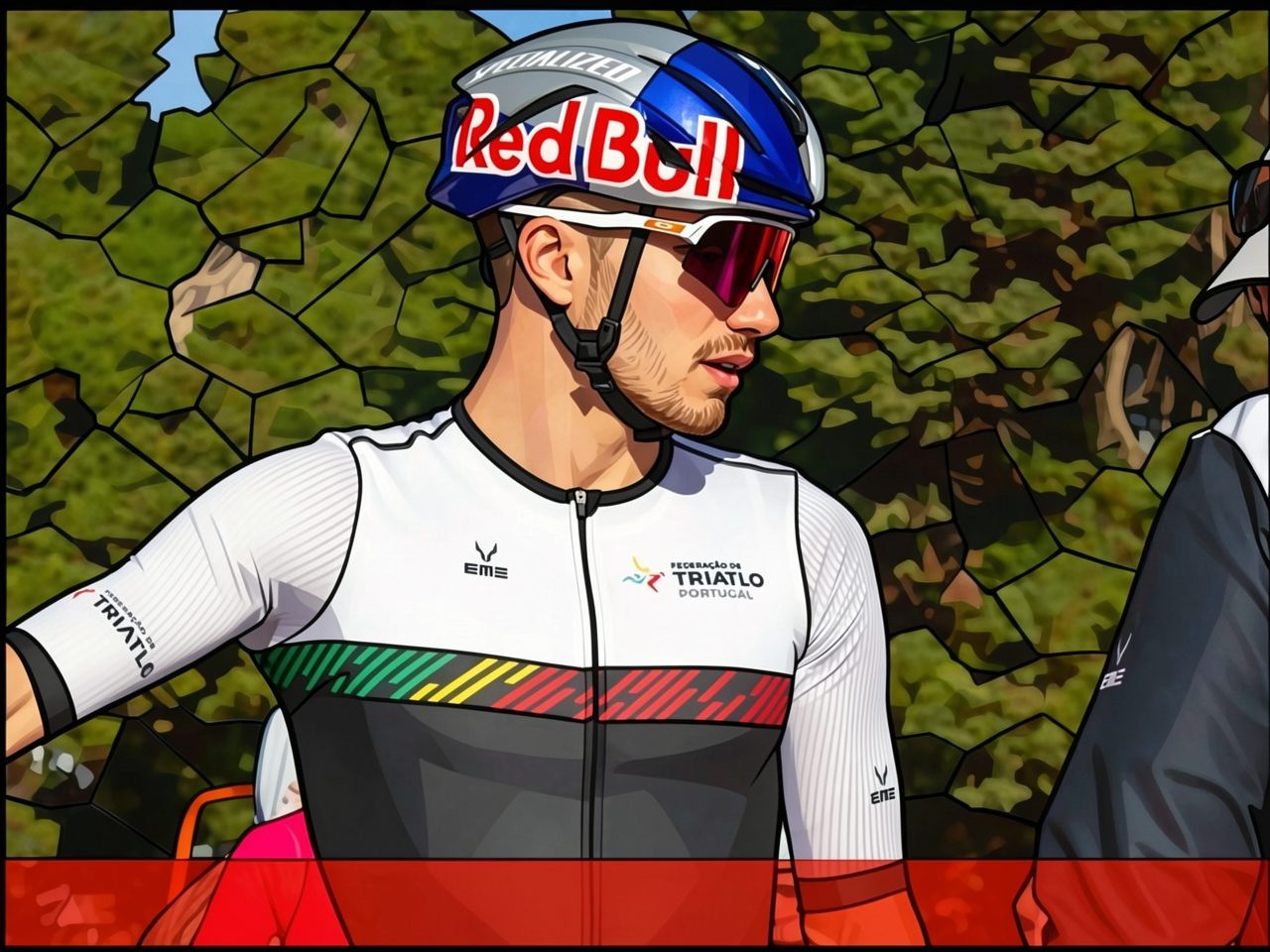 Vasco Vilhosa in the Portugal kit after winning the world triathlon championship