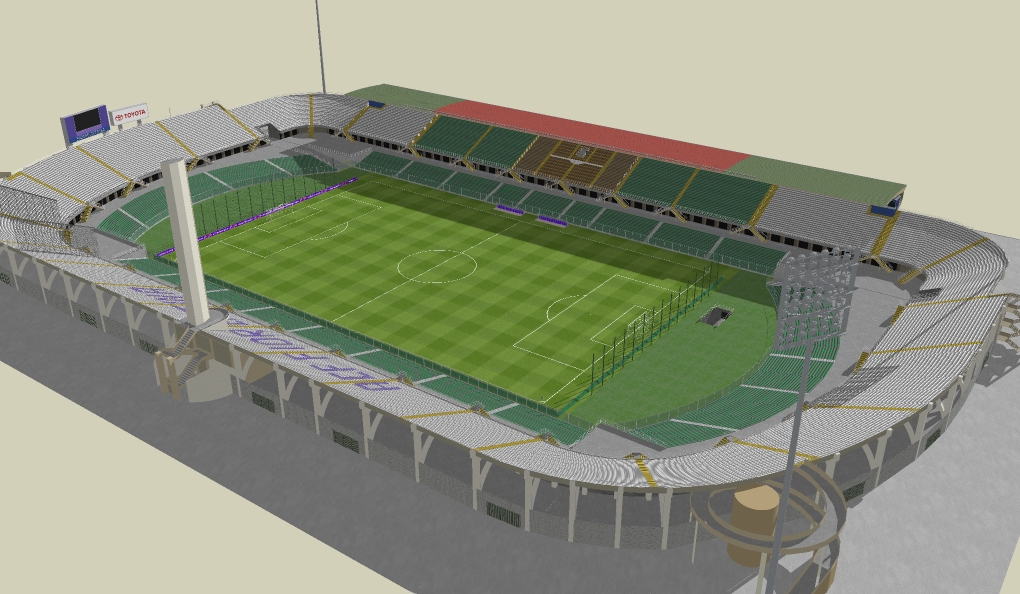 Stadium created with Sketchup program 7 is not made for Google Earth but to be able to download and interact with the model in the program itself, using the gallery 3d Warehouse