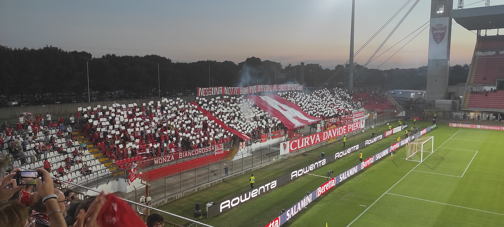 La curva Pieri all'inizio della partita Monza-Torino, prima in serie A il 13 agosto 2022