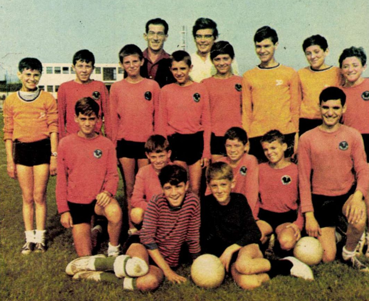 Squad of Temerarii , a youth football club from Săvîrșin (now spelled Săvârșin), Arad County, Romania; photographed in the semi-finals of Cutezătorii Cup, organized by the Young Pioneers at FC Argeș stadium in Pitești.