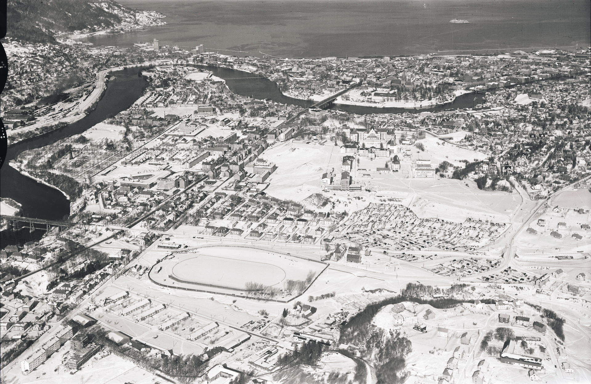 Aerial photo of Trondheim from the South