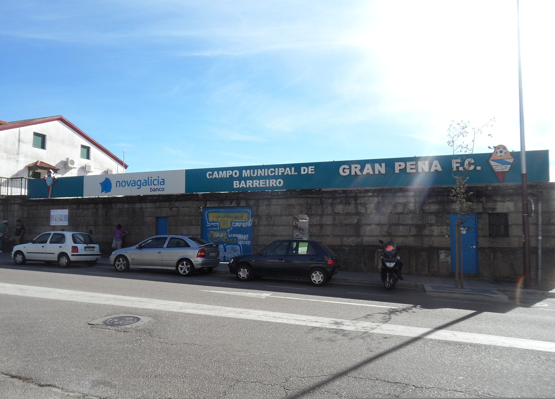 Main façade of the Municipal Stadium of Barreiro, in Vigo, Spain