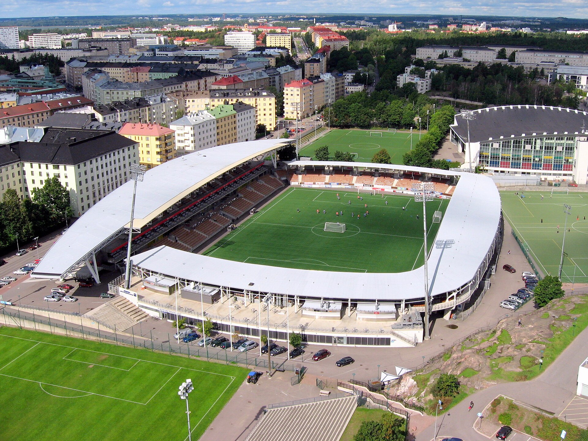 Finnair Stadium, Helsinki, as seen from the olympic tower.