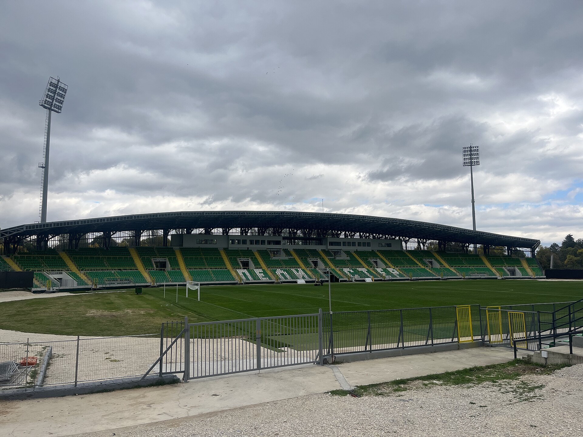 FK Pelister stadium on a cloudy day, after renovations