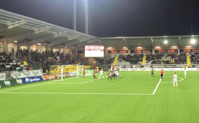 Bravida Arena association football stadium in Gothenburg, Sweden during the BK Häcken-Halmstads BK (3–1) Fotbollsallsvenskan game on 19 October 2015.