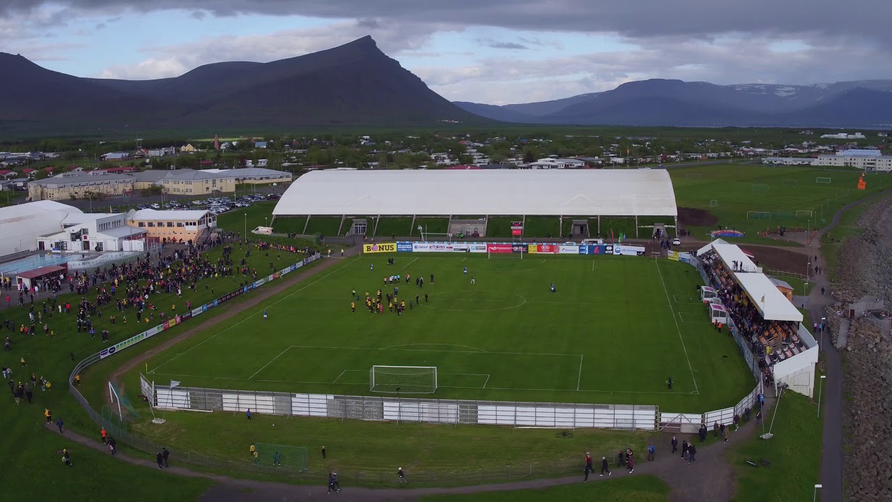 Drone footage of Akranesvöllur