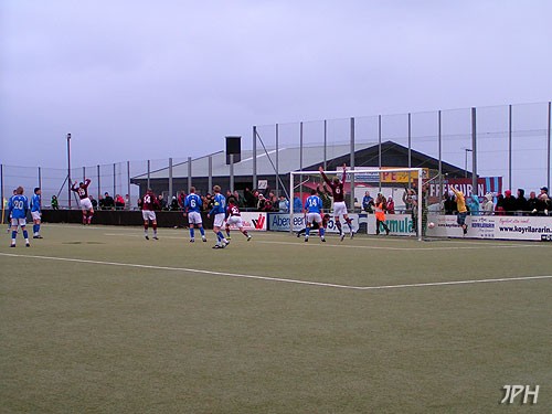 AB Argir scoring a goal against KÍ Klaksvík