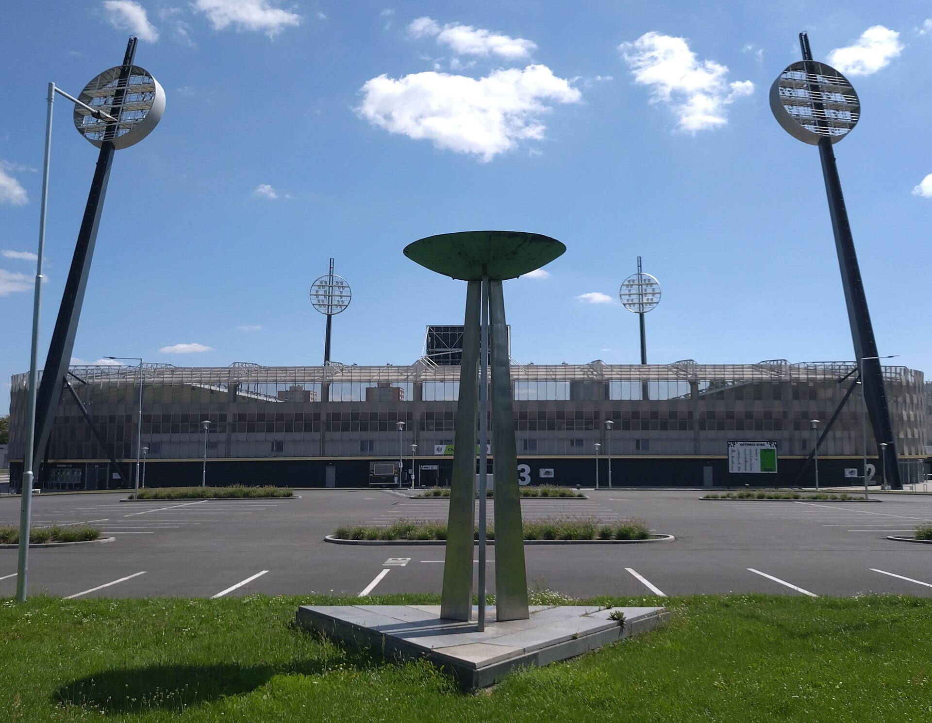 Malšovická aréna and Olympijský oheň sculpture, Hradec Králové, Czechia