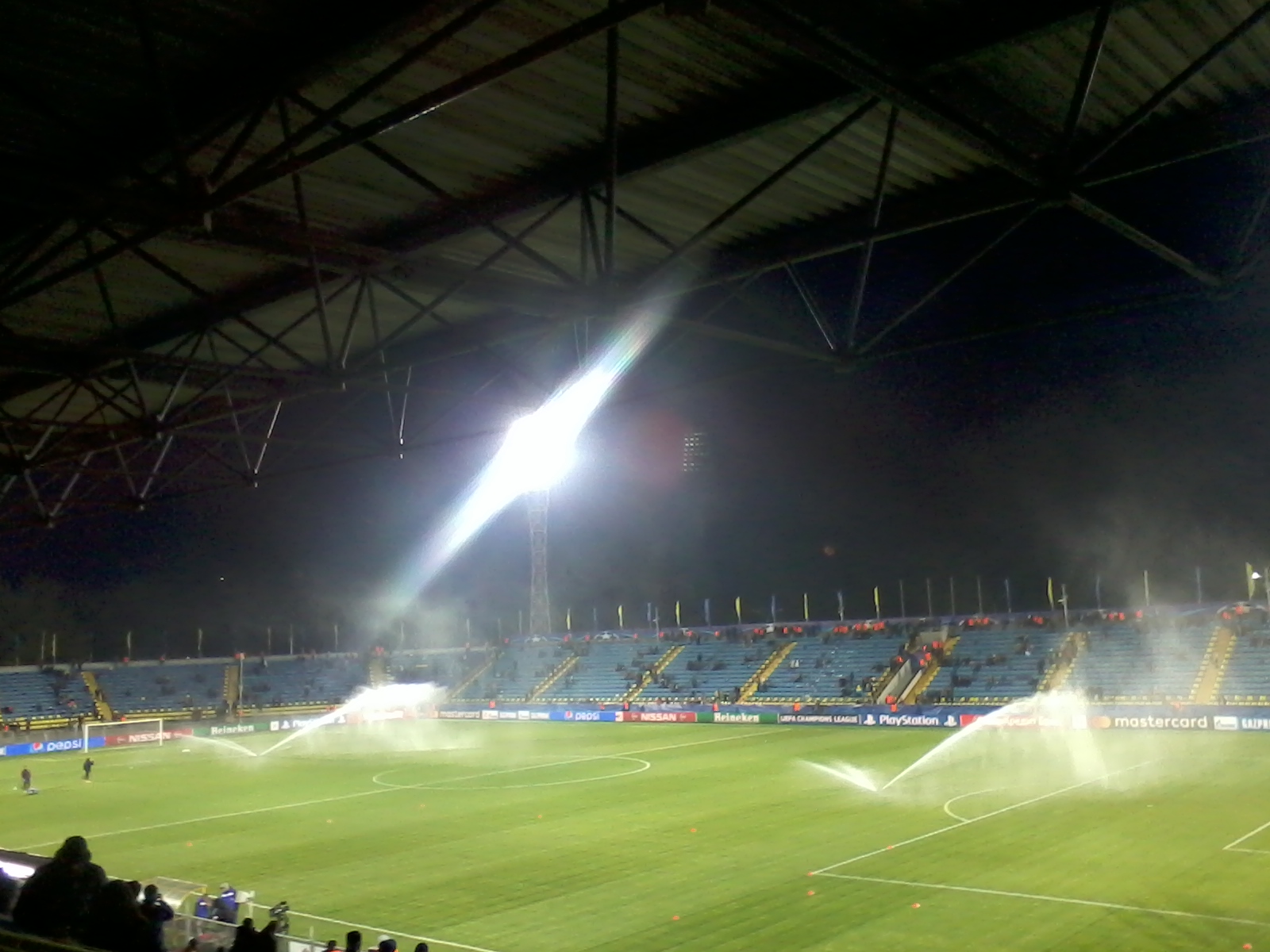 Olimp-2 Stadium in Roston-on-Don. The photo was taken on October 19, 2016, before the game of matchday 3 between FC Rostov and Atlético Madrid. Camera was set on the West tribune, at the sector Z-1 (Russian "З-1")
